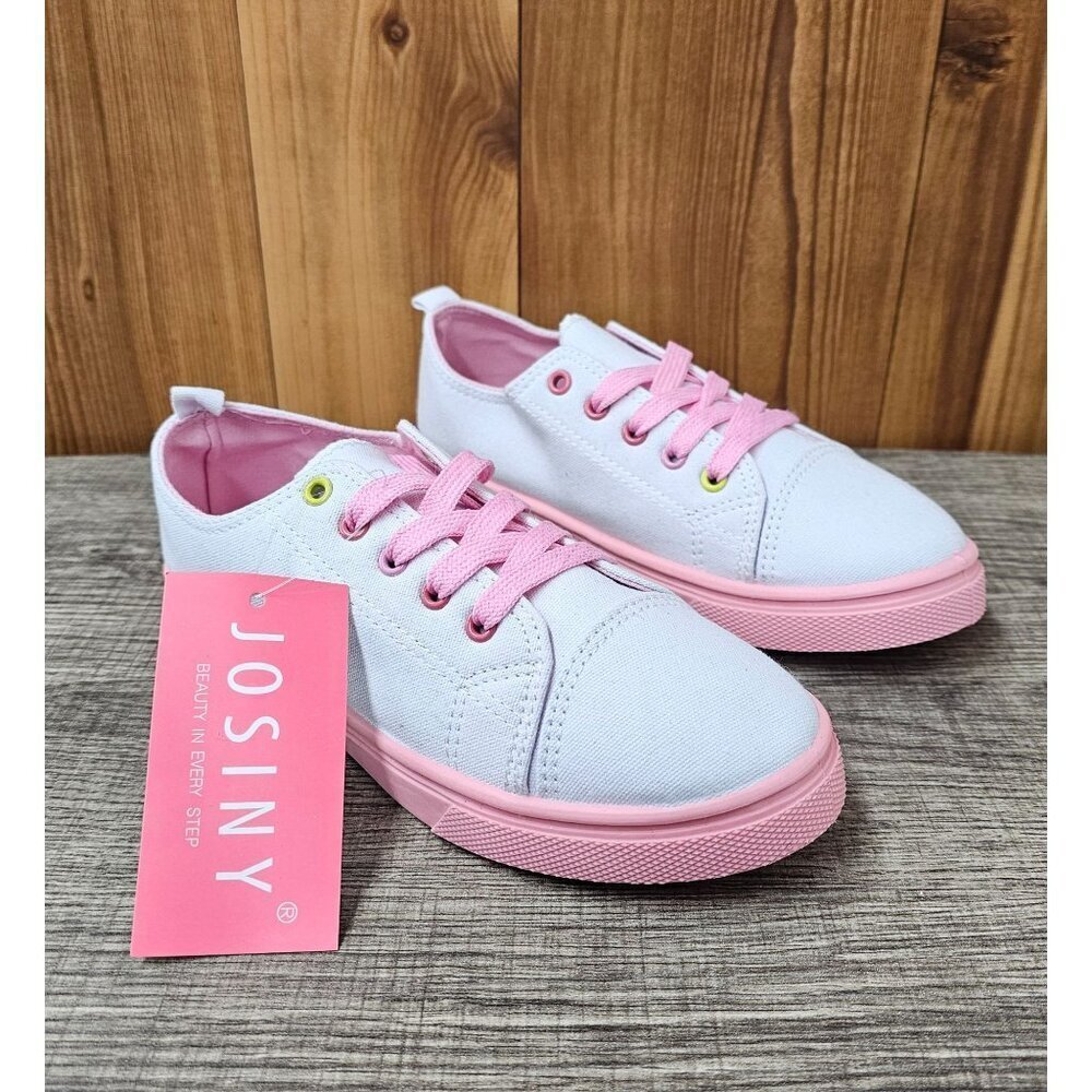 Josiny Low White-Pink Canvas Girl's Sneakers Size 1